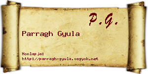 Parragh Gyula névjegykártya